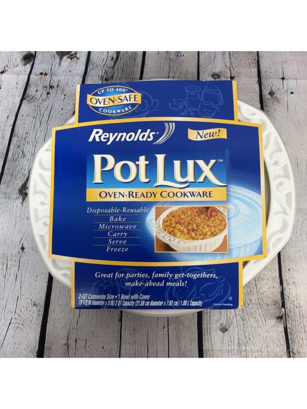 Reynolds Pot Lux Cookware For Oven & Microwave 2 Qt Round Vintage 1 Bowl